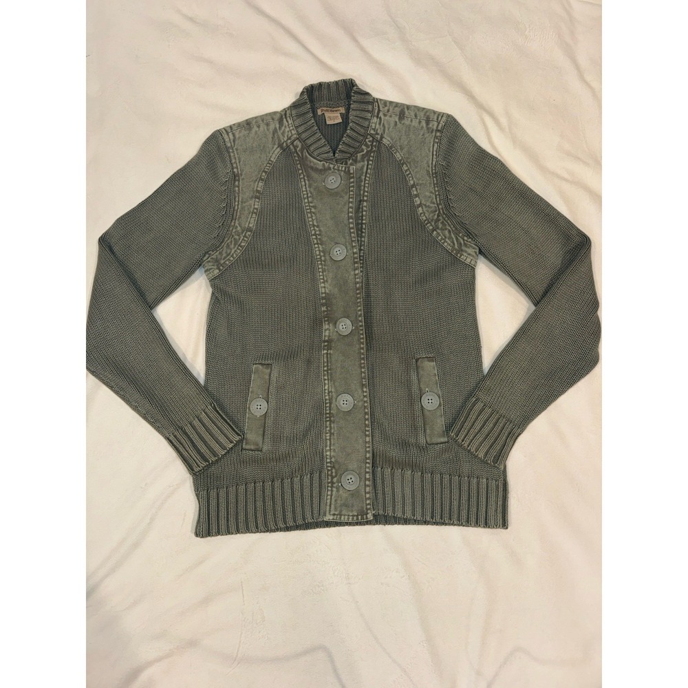 Y2K Ruff Hewn Army Green Button Up Women's Cardigan. Sz S. (566)